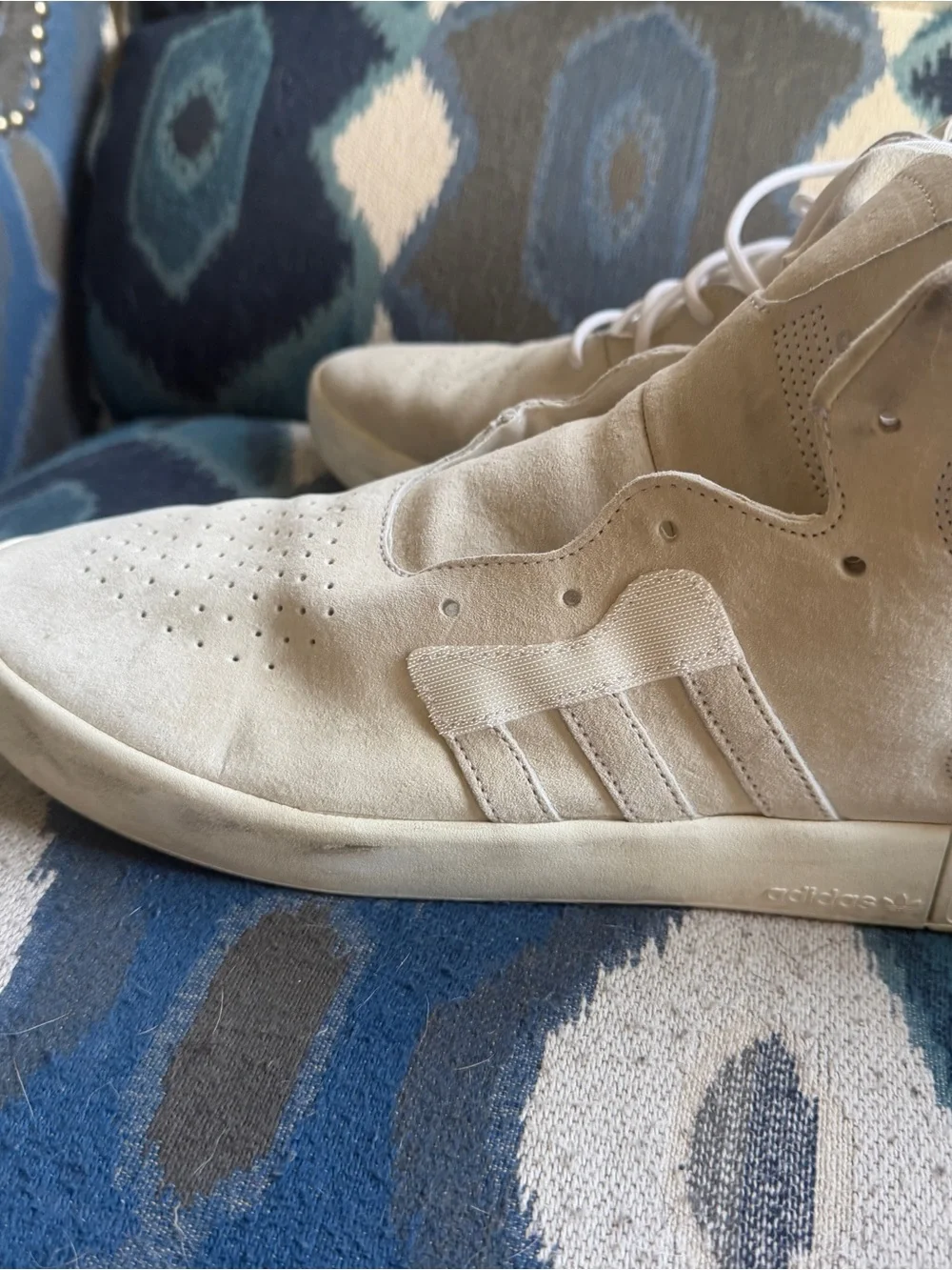 adidas Men’s Beige/Off-White High-Top Suede Sneakers